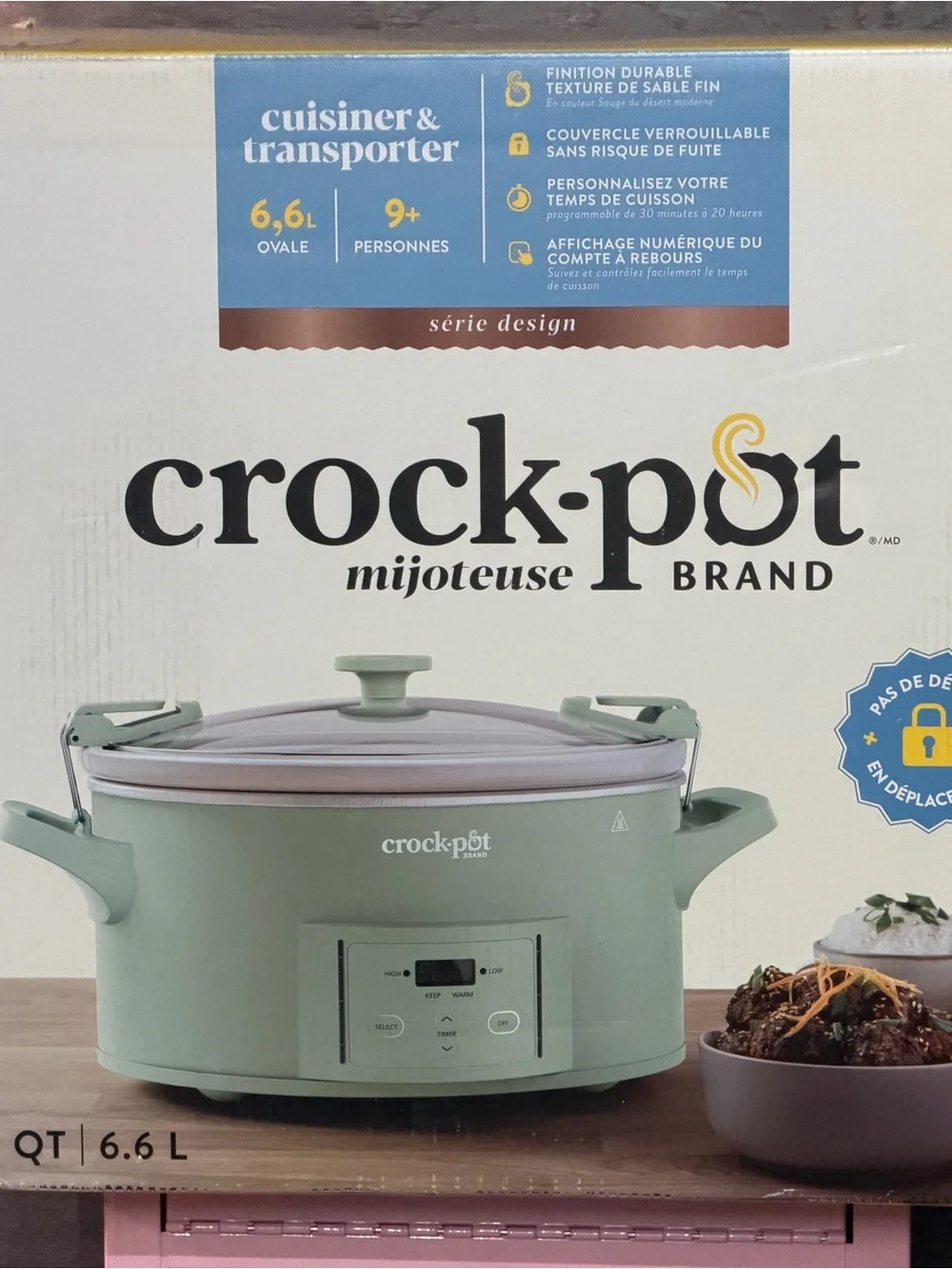 Crock-Pot Cook & Carry 7 Qt Programmable Slow Cooker Desert Sage Locking Lid NEW